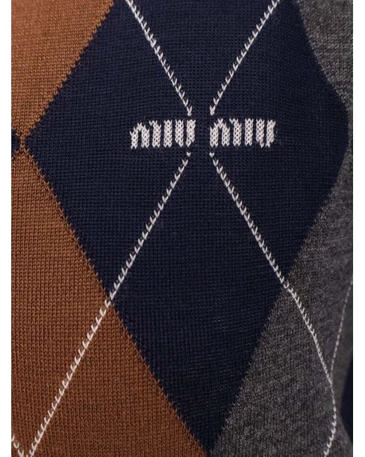 Miu Miu Blue V-Necked Wool Sweater