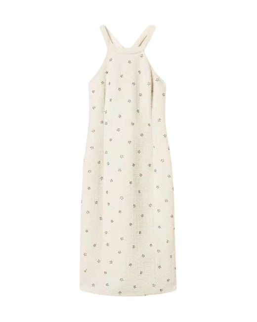 Twinset White Floral-Embroidery Midi Dress