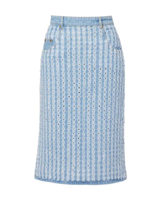 Nina Ricci Blue Striped Denim Pencil Skirt