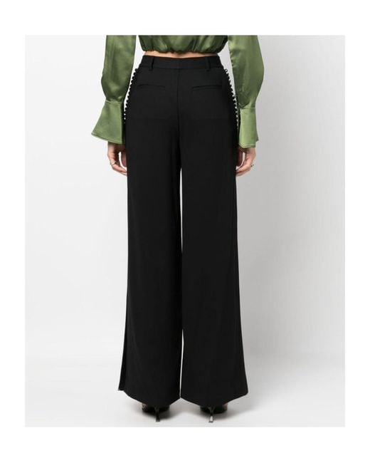 Jonathan Simkhai Black Blossom Pleated Tailored Trousers