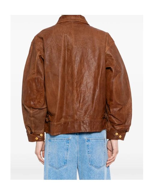Visvim Brown Front Zipper Leather Jacket for men