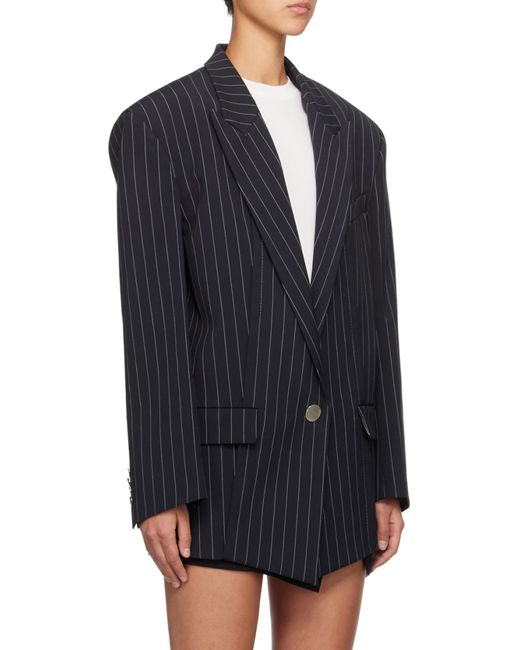 The Attico Black The Glen Pinstriped Blazer