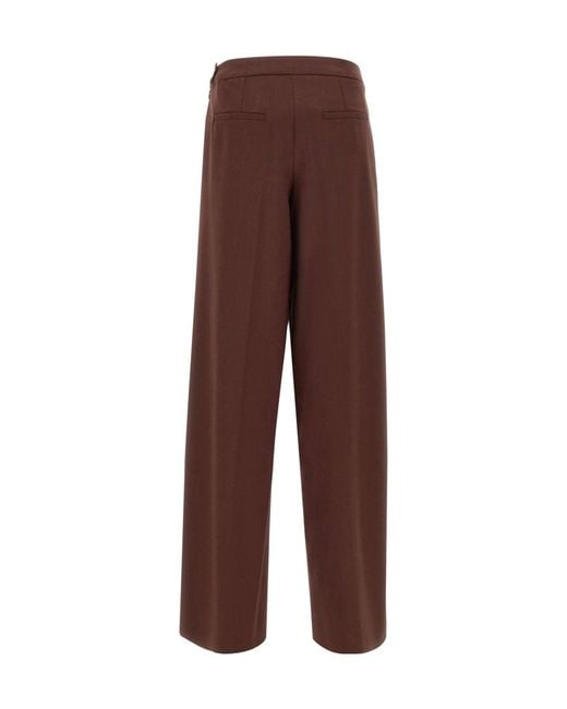 Marella Brown High-Waisted Wide-Leg Casual Trousers