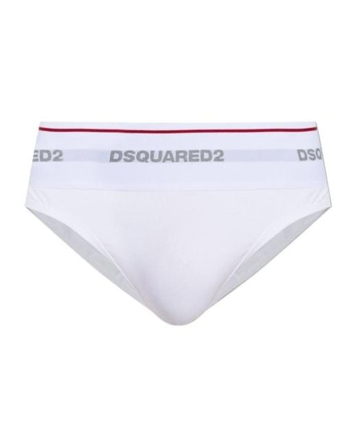 DSquared² White Logo Briefs for men