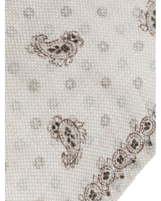 Brunello Cucinelli White Reversible Pocket Square for men
