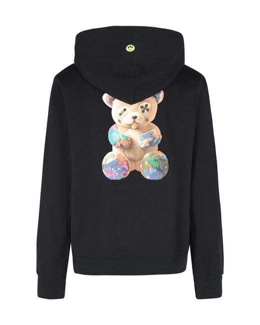 Barrow Black Teddy-Bear Printed Hoodie for men