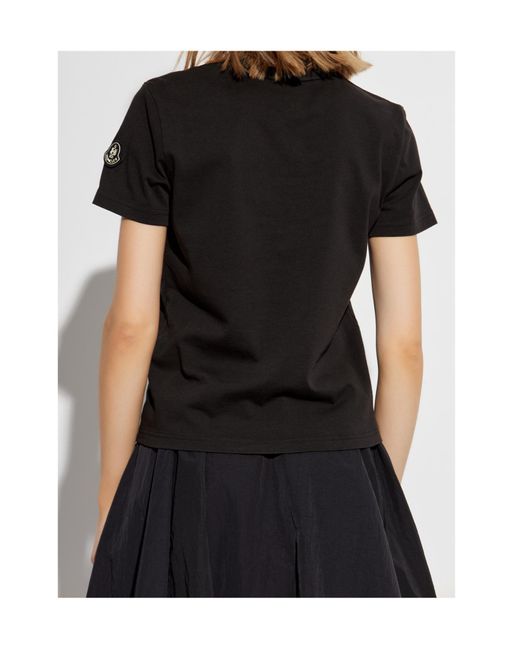 Moncler Black Logo Embroidered Crewneck T-Shirt