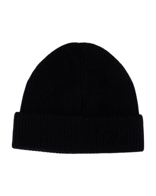 Anine Bing Black Carley Ribbed Beanie Hat