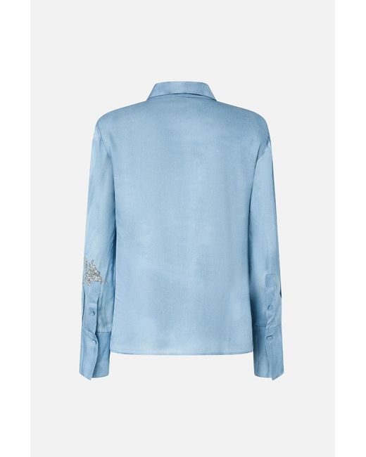 Pinko Blue Placed Jewel Printed Fluid Shirt