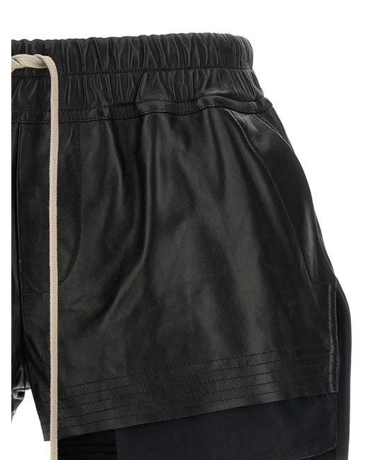 Rick Owens Black Vent Detail Drawstring Shorts