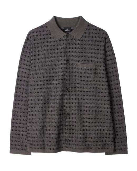 Paul Smith Gray Patterned Knitted Shirt for men