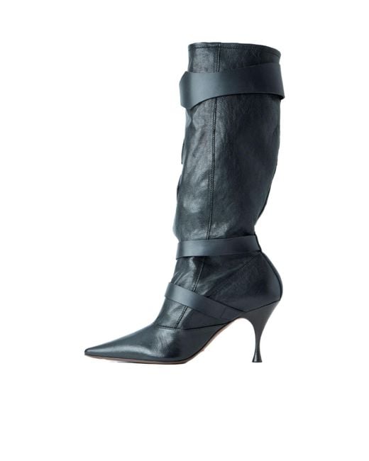 Vivienne Westwood Blue Treasure Buckled Stiletto Boots