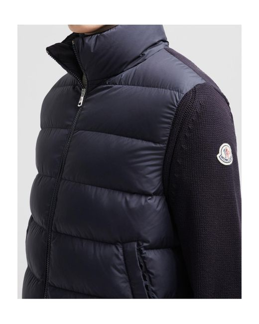 Moncler Blue Logo Patch Padded Cardigan for men