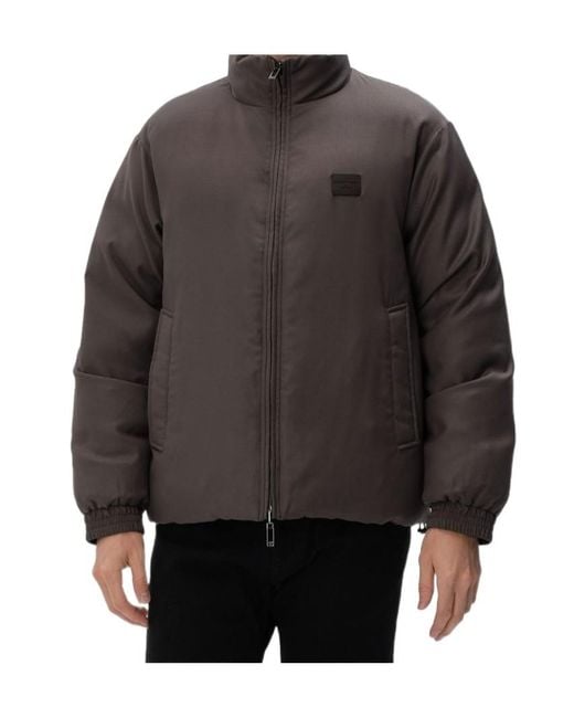 Emporio Armani Gray Logo-Patch Padded Jacket for men