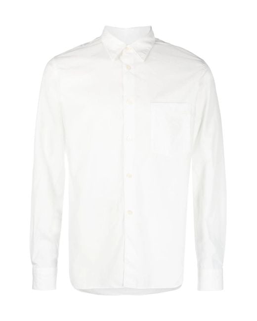 Comme des Garçons White Collared Long-Sleeved Shirt for men