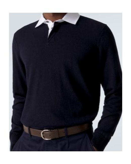 Dunhill Blue Collared Long-Sleeved Sweatshirt for men
