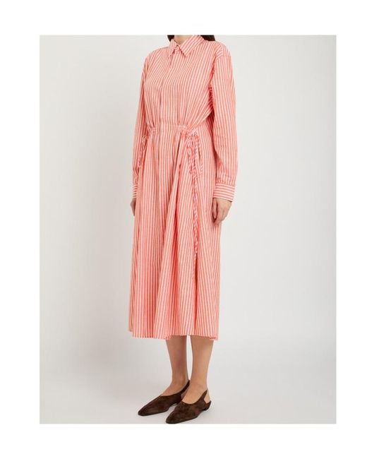 Polo Ralph Lauren Pink Striped Cotton-Blend Midi Shirt Dress