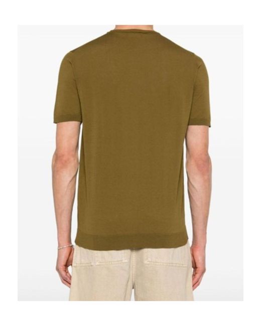 Roberto Collina Green Short-Sleeved Crew Neck T-Shirt for men