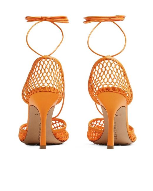 Bottega Veneta Metallic Squared-Toe Lace-Up Sandals