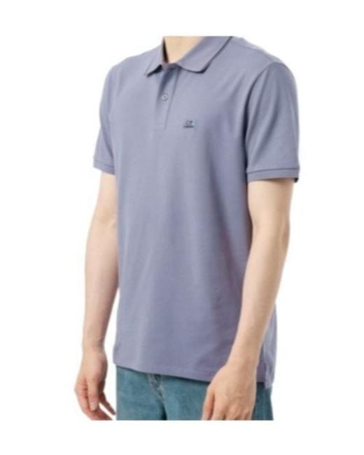 C P Company Blue Double-Button Polo Shirt for men