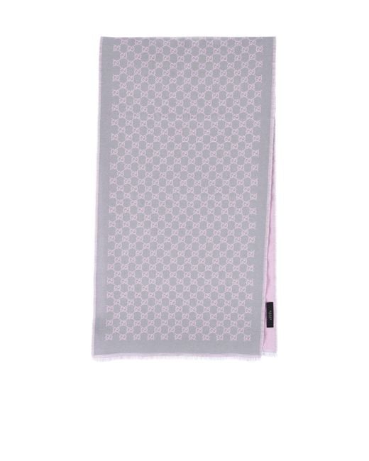 Gucci Purple Gg Pattern Scarf