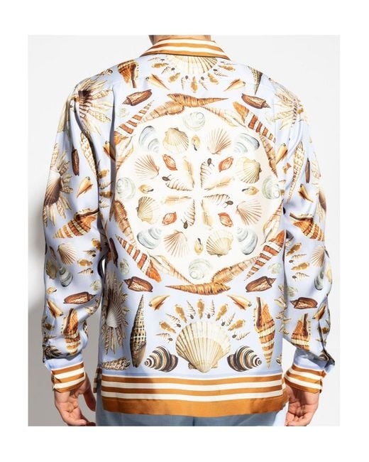 Dolce & Gabbana White Shell Printed Long-Sleeved Shirt for men