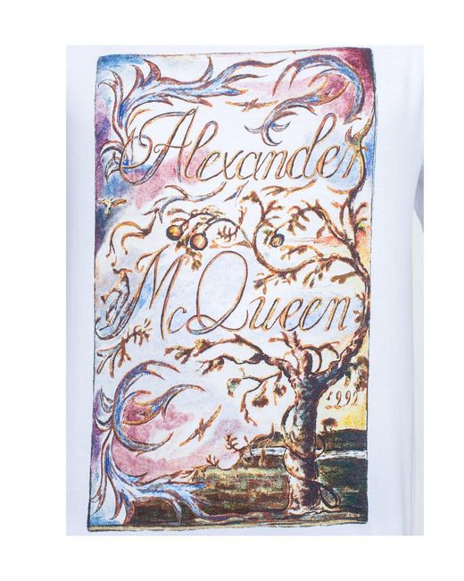 McQueen White Nature-Print Cotton T-Shirt