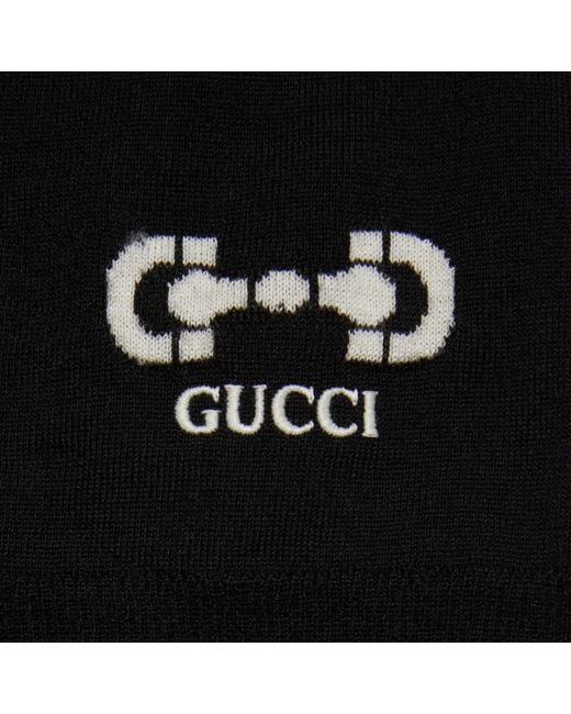 Gucci Black Gg Intarsia Knit Cardigan
