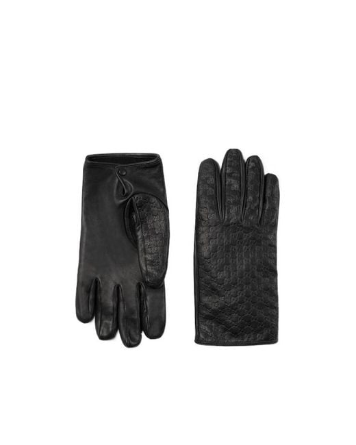 Gucci Black Gg Embossed Gloves for men