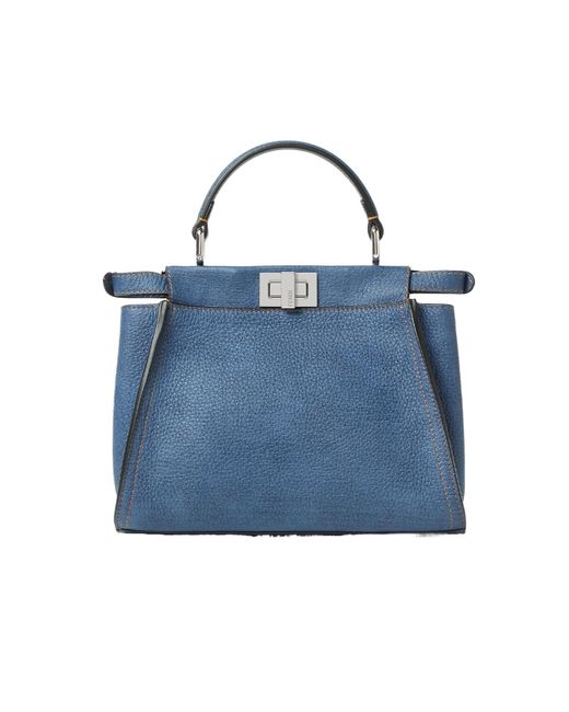 Fendi Blue Peekaboo Mini Tote Bag