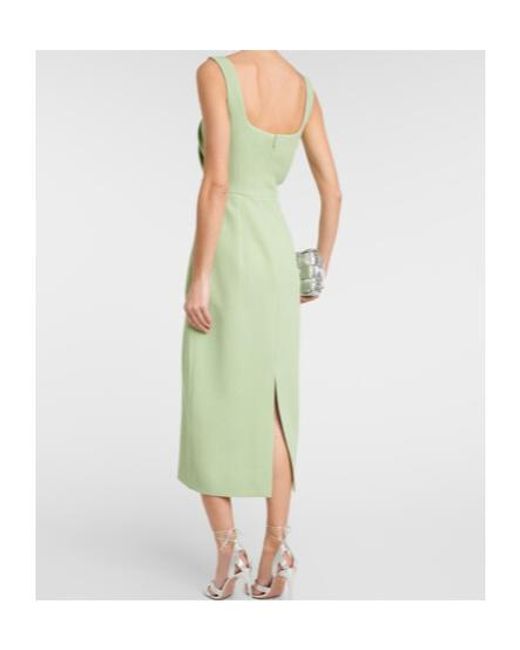 Emilia Wickstead Green Arina Pleated Crêpe Midi Dress