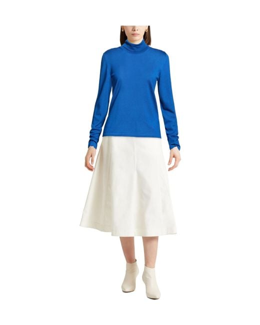 Max Mara Blue Solidcolor Wool Turtleneck Sweater