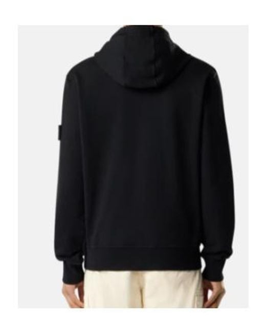 Stone Island Black Logo Patch Drawstring Hoodie for men