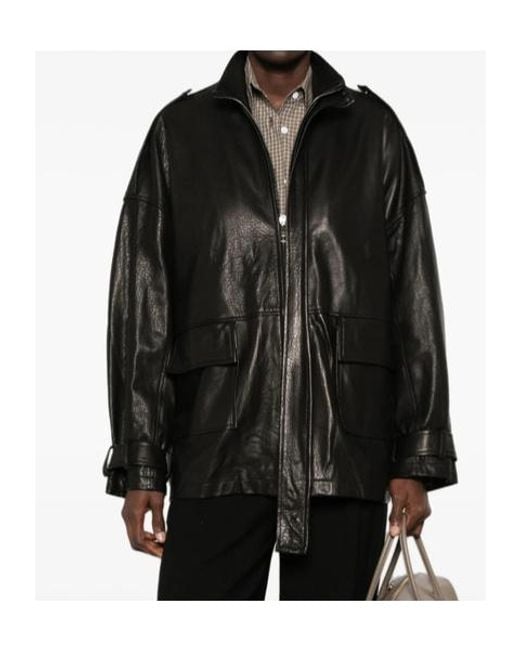 Giorgio Brato Black Long-Sleeve Leather Jacket