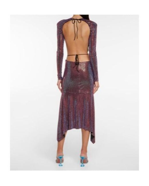 Alexandre Vauthier Purple Metallic Ruched Maxi Dress
