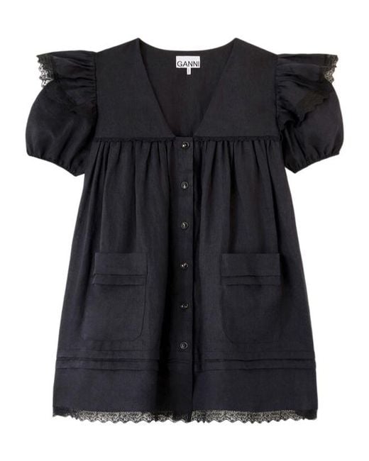 Ganni Black Mini Dress