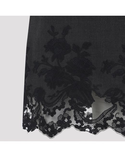 Ermanno Scervino Black Lace-Embellished Wool Dress