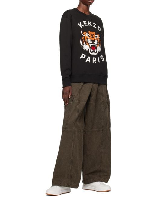 KENZO Blue Lucky Tiger Embroidered Crewneck Sweatshirt