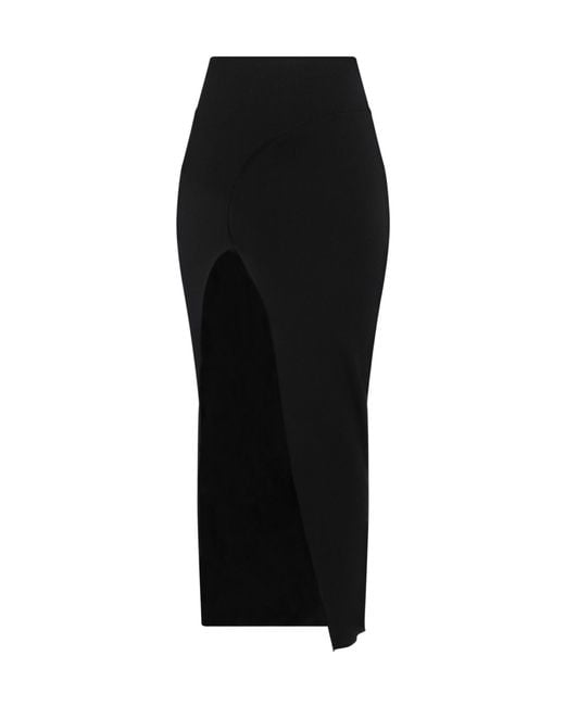 Rick Owens Black Solid Color Stretch Knit Bodycon Skirt