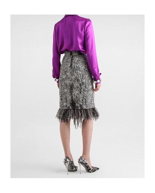 Dolce & Gabbana Gray Charmeuse Midi Pencil Skirt