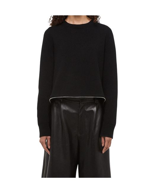 Helmut Lang Black Cropped Crewneck Jumper