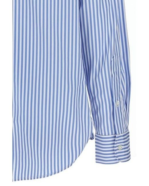 Polo Ralph Lauren Blue Relaxed Fit Pinstriped Shirt