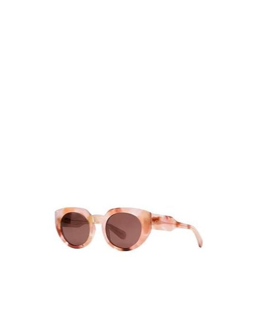 Chloé Pink Round Plastic Frame Sunglasses