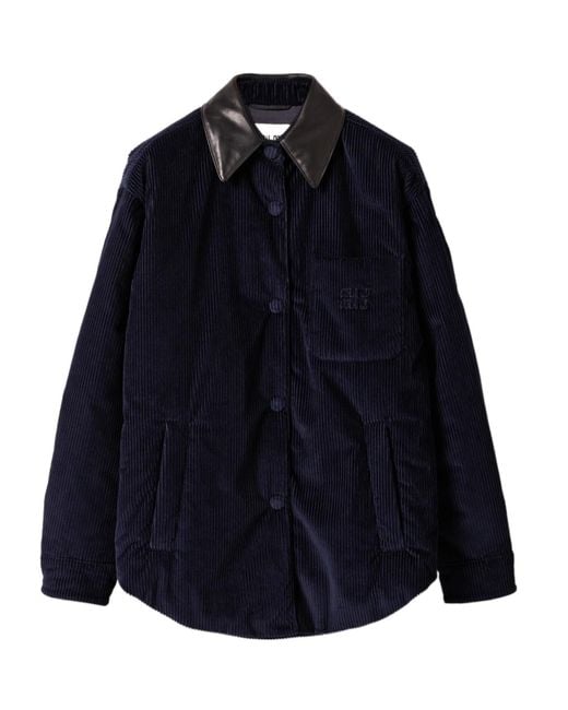 Miu Miu Blue Corduroy Down Jacket