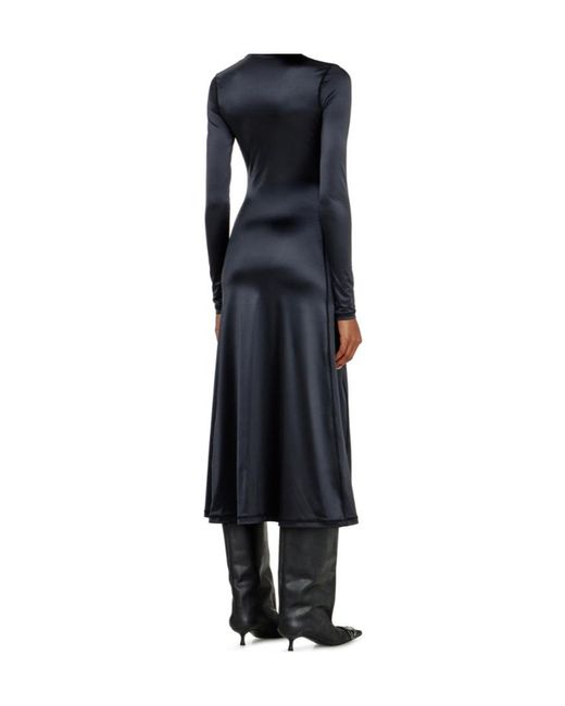 DIESEL Blue Turtleneck Fluid Midi Dress
