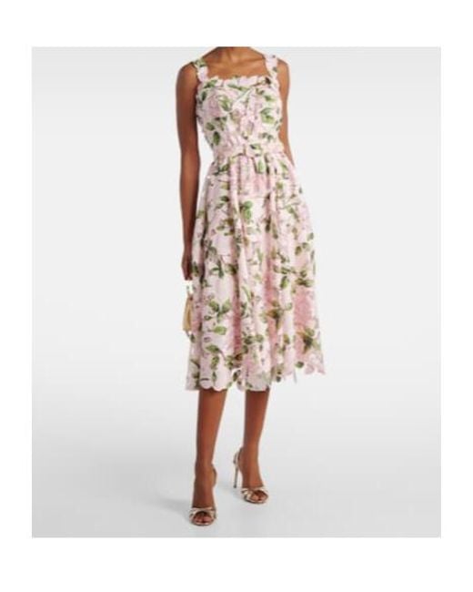 Oscar de la Renta White Floral Guipure Cocktail Dress