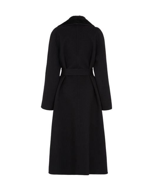 Fendi Black Wrap-Style Belted Waist Cocoon Coat