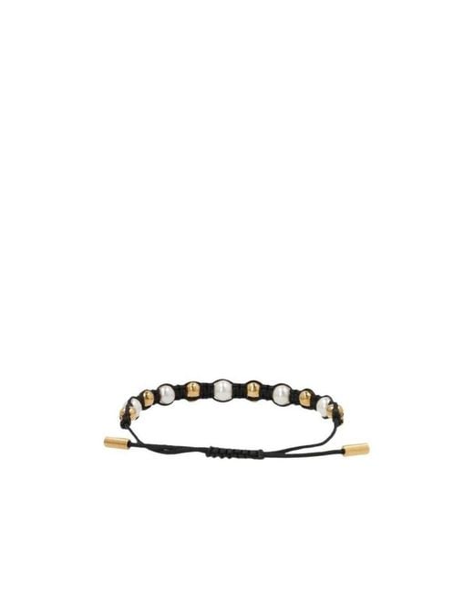 McQueen White Skull And Pearl Friendship Bracelet