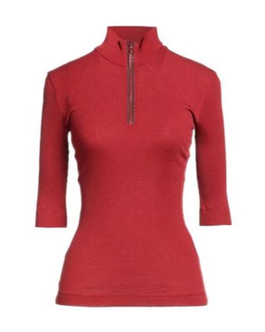 Brunello Cucinelli Red Three-Quarter Sleeve Knitwear