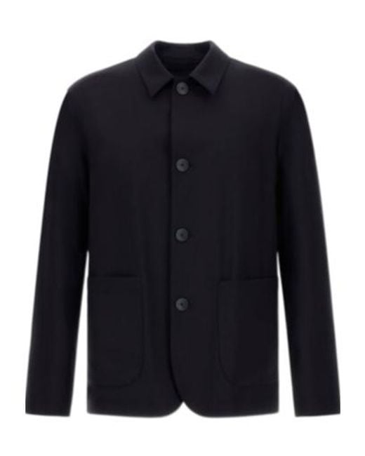Herno Blue Single-Breasted Patch-Pocket Jacket for men